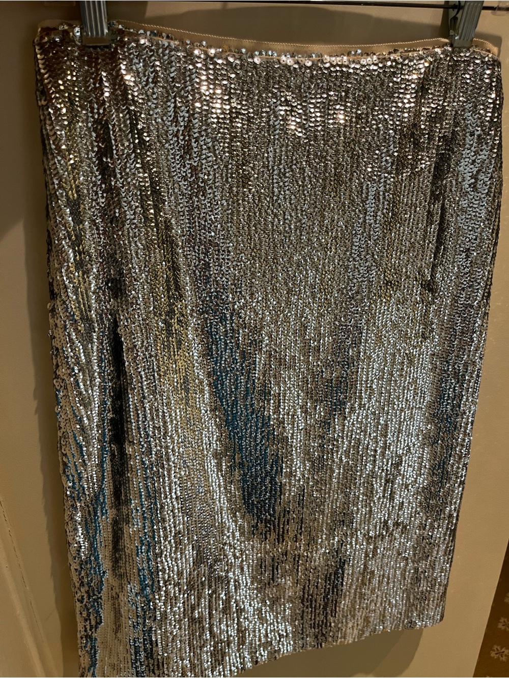 J. Crew Silver Sequined Pencil Skirt